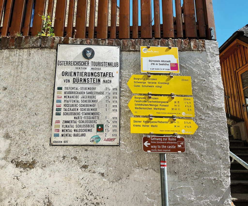 Dürnstein-Wachau-Empfehlung-Wegweiser-Eselsteig